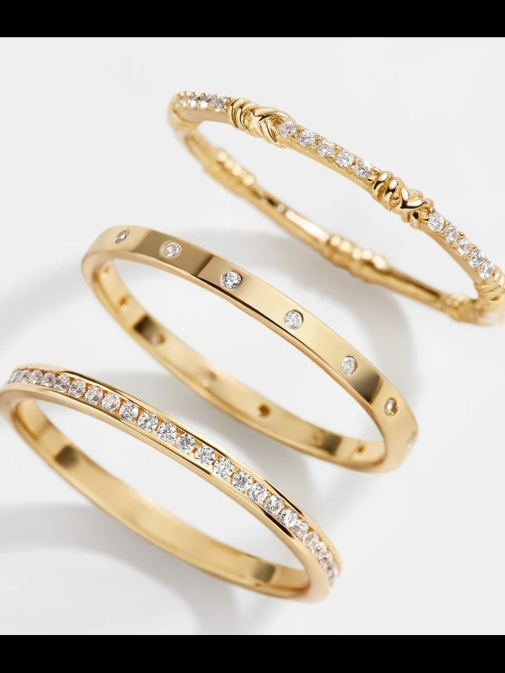 14K Gold Plated Cubic Zirconia Stackable Ring Set - Women's Fashion Jewelry
